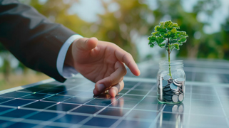 Family saving on electricity bills with solar power